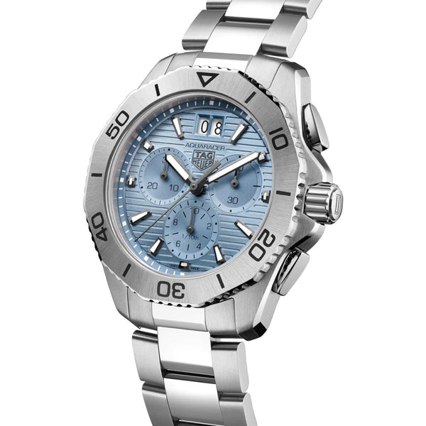 tag heuer aquaracer professional 200 date 40mm sky blue dial chronograph quartz gents watch