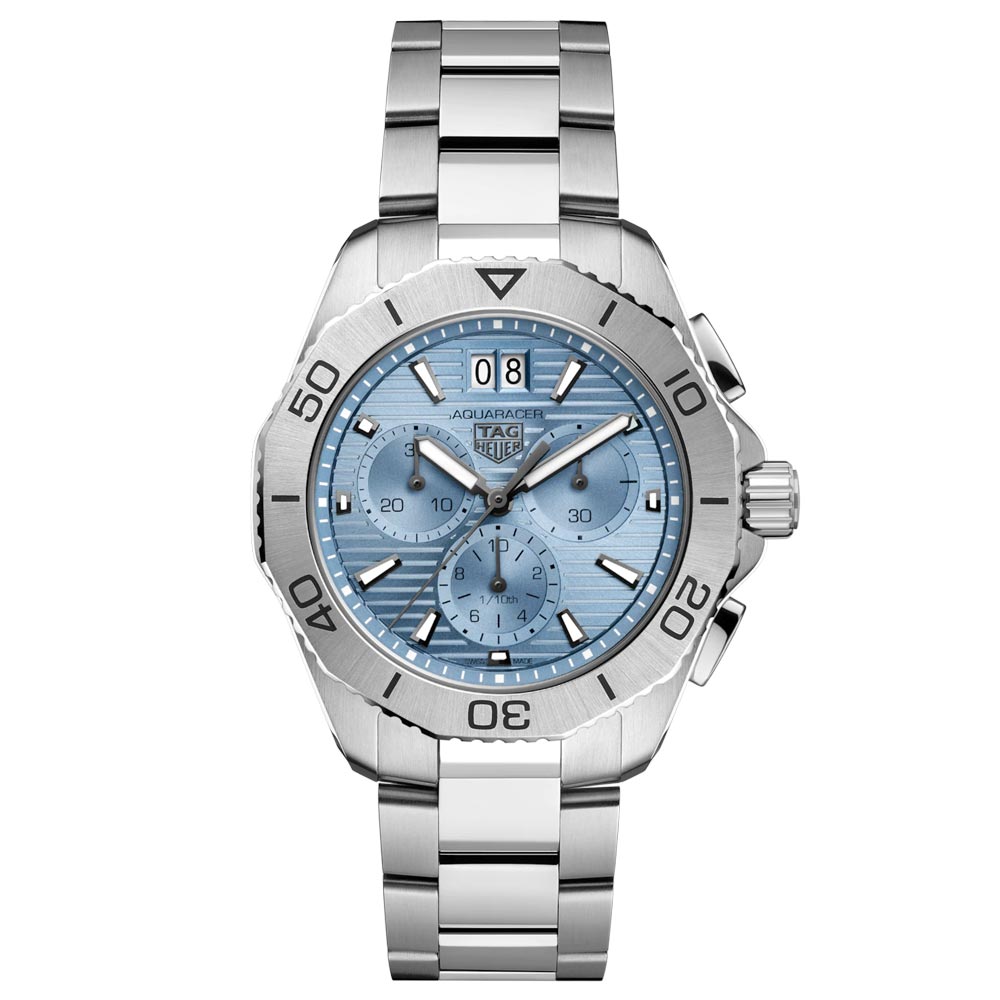 tag heuer aquaracer professional 200 date 40mm sky blue dial chronograph quartz gents watch