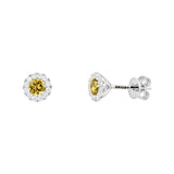 18ct White Gold 0.34ct Citrine And 0.17ct Diamond Halo Stud Earrings