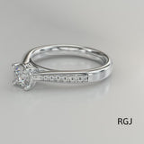 The Memoire Classic Platinum Round Brilliant Cut Diamond Solitaire Engagement Ring With Diamond Set Shoulders