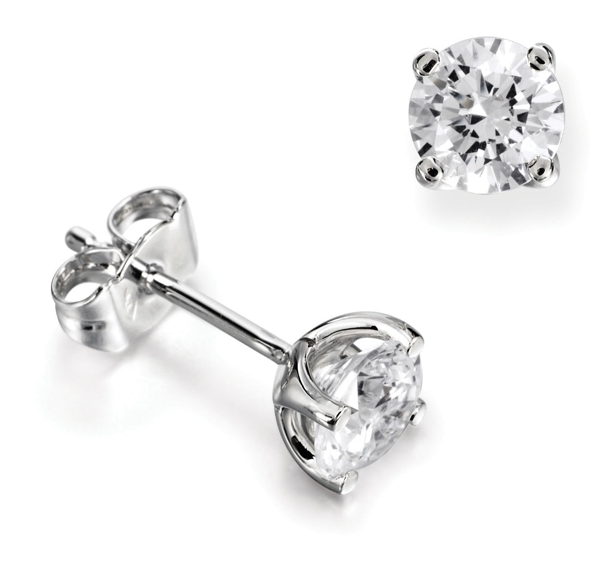 18ct White Gold 0.22ct Round Brilliant Cut Claw Set Diamond Earrings.