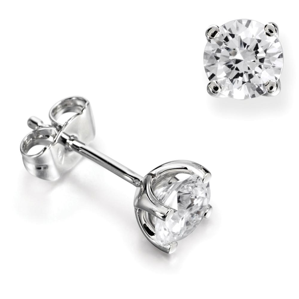 18ct White Gold 0.22ct Round Brilliant Cut Claw Set Diamond Earrings.