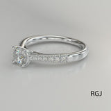 The Skye Classic Platinum Round Brilliant Cut Diamond Solitaire Engagement Ring With Diamond Set Shoulders