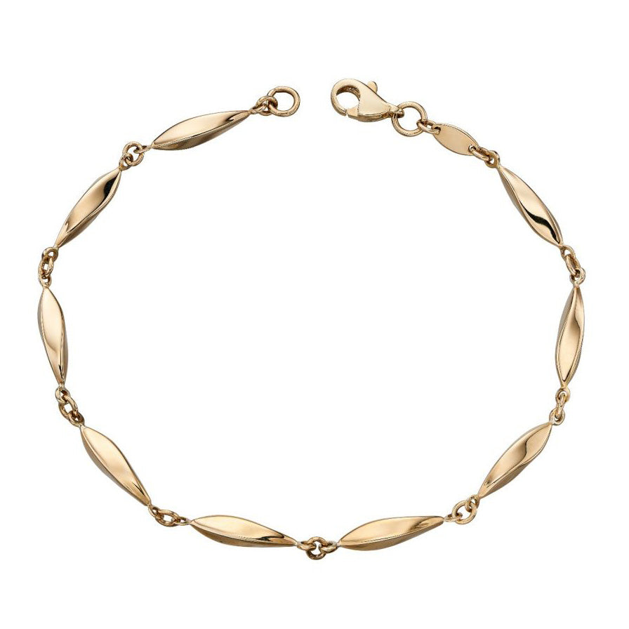 9ct Yellow Gold Twisted Marquise Bracelet GB456