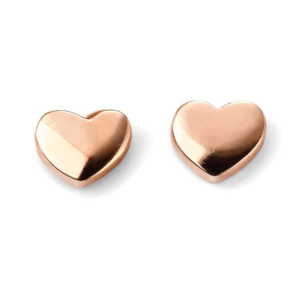 9ct Rose Gold Plain Heart Studs Earrings GE2038