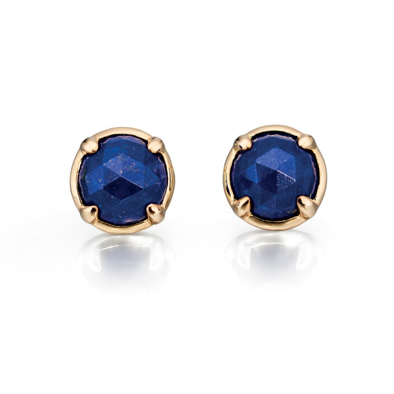 9ct Yellow Gold Blue Lapis Lazuli Stud Earrings GE2065