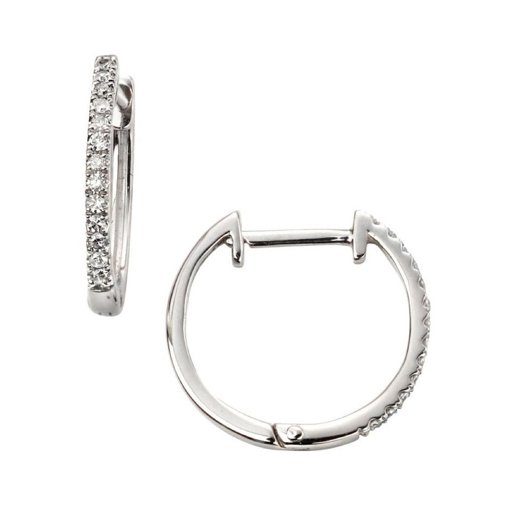 9ct White Gold Diamond Huggie Hoop Earrings GE2106