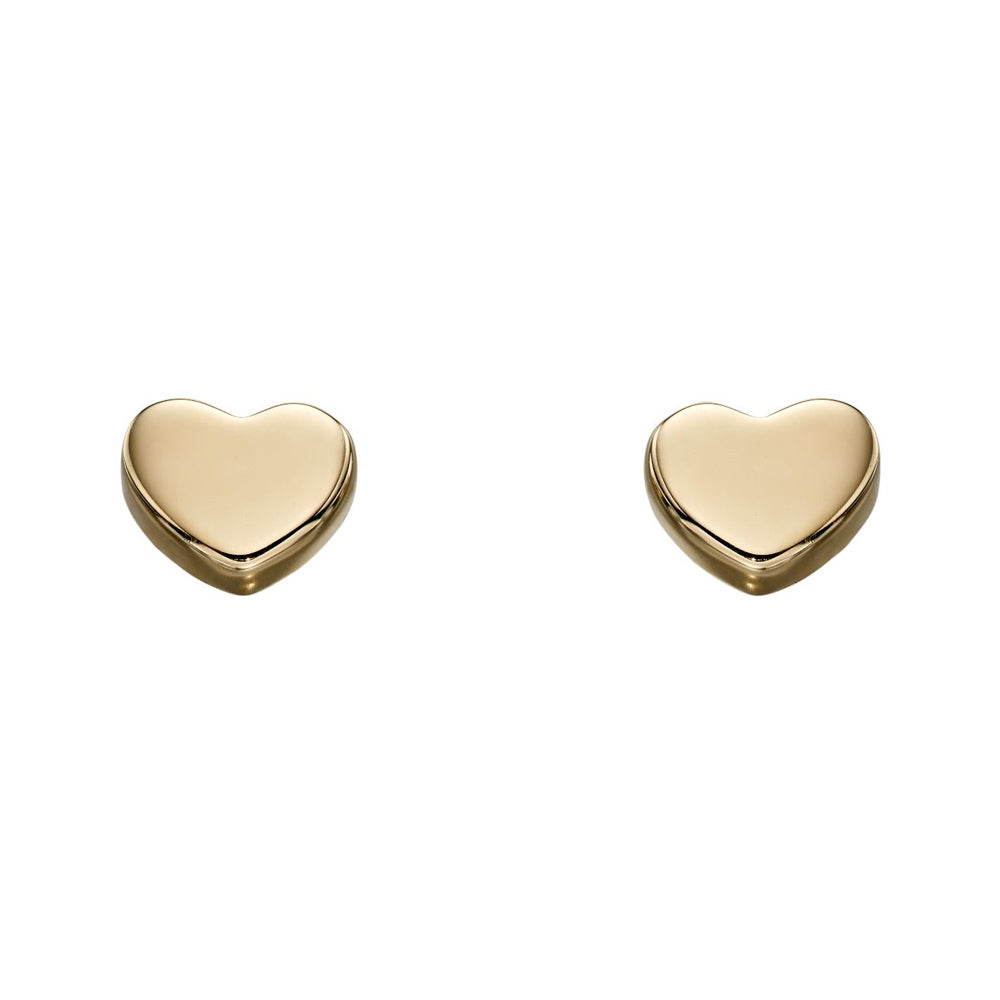 9ct Yellow Gold Heart Stud Earrings GE2179