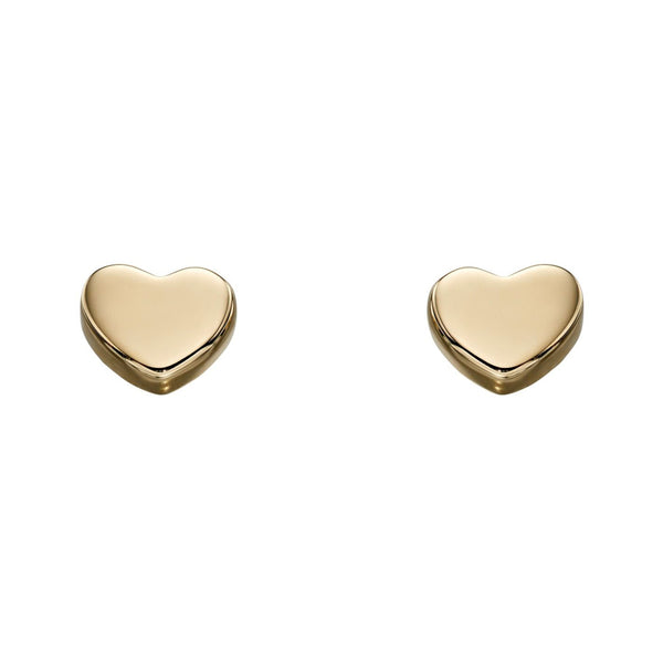 9ct Yellow Gold Heart Stud Earrings GE2179