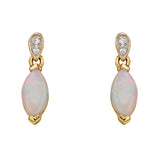 9ct Yellow Gold Opal and Diamond Drop Earrings GE2227W