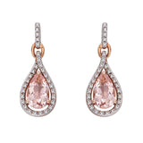 9ct Rose Gold Morganite and Diamond Teardrop Earrings