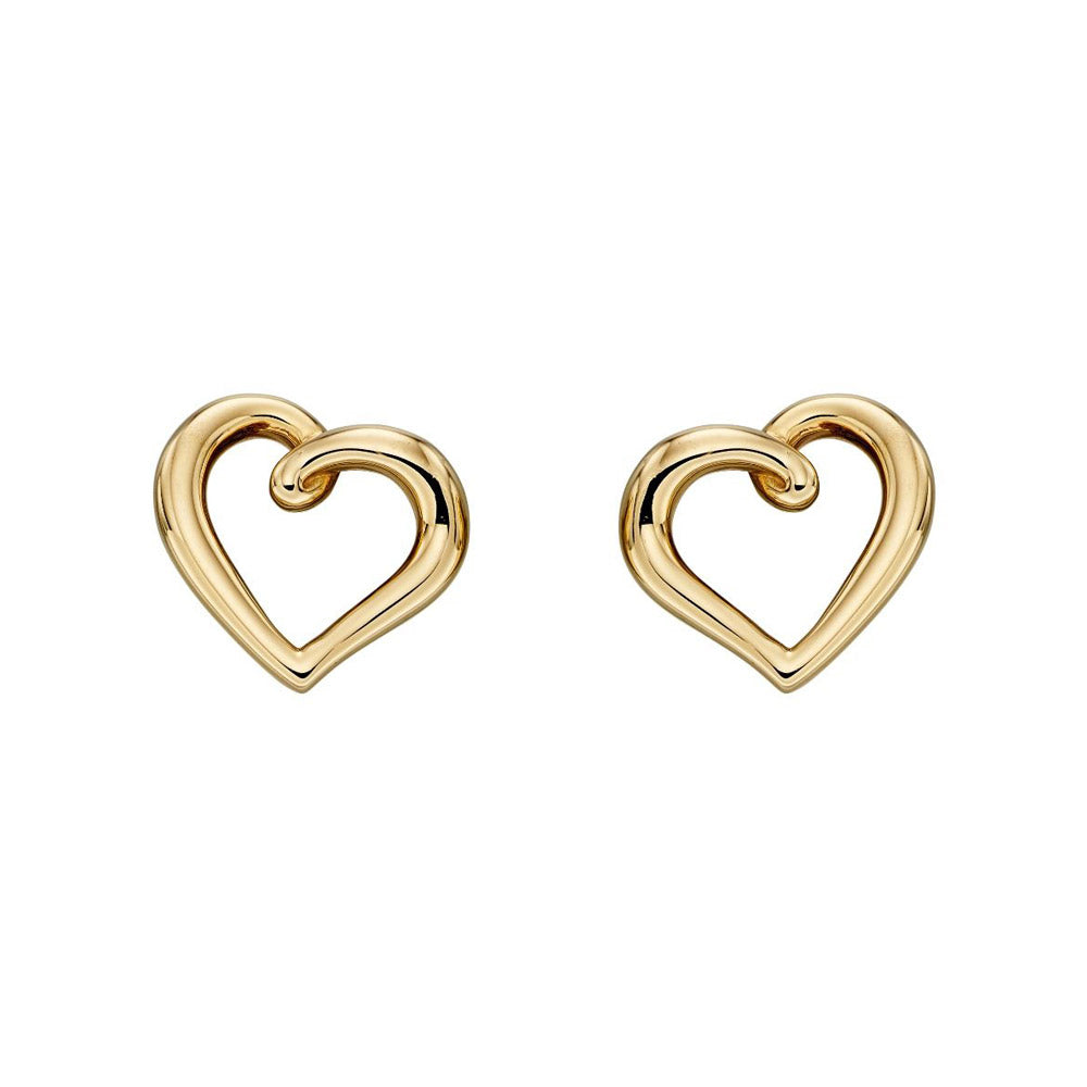 9ct Yellow Gold Organic Heart Earrings GE2293