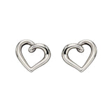 9ct White Gold Organic Heart Earrings GE2295