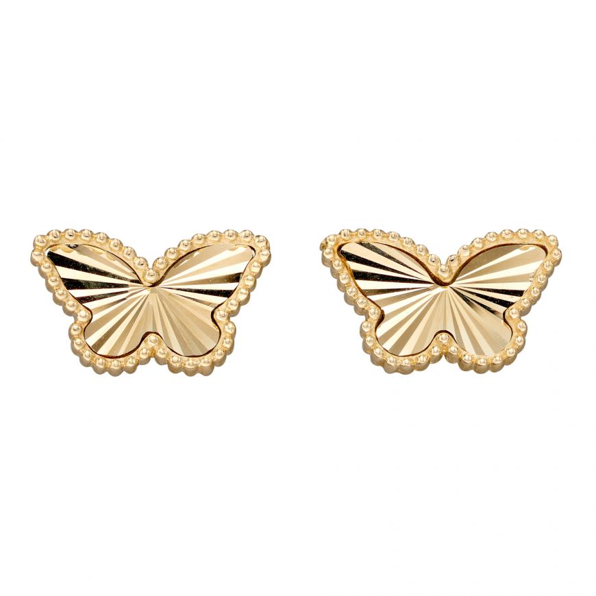9ct Yellow Gold Butterfly Stud Earrings GE2349