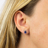 9ct White Gold Blue Sapphire Teardrop Stud Earrings GE2378L