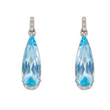 9ct White Gold Blue Topaz And Diamond Teardrop Earrings GE2385T