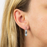 9ct White Gold Blue Topaz And Diamond Teardrop Earrings GE2385T