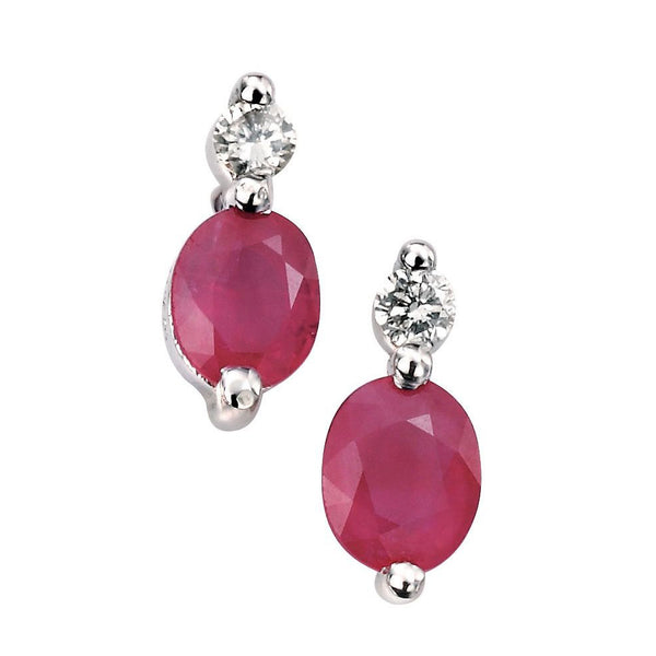 9ct White Gold Ruby And Diamond Earrings GE752R