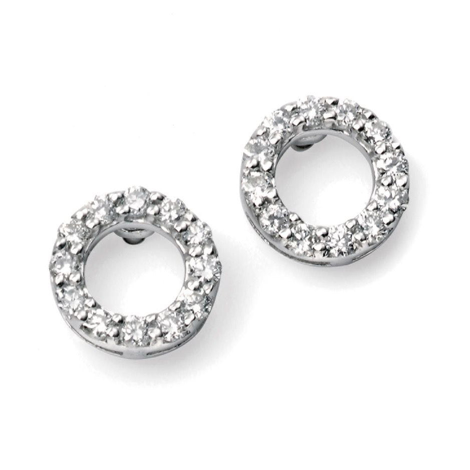 9ct White Gold 0.24ct Diamond Circle Earrings GE968