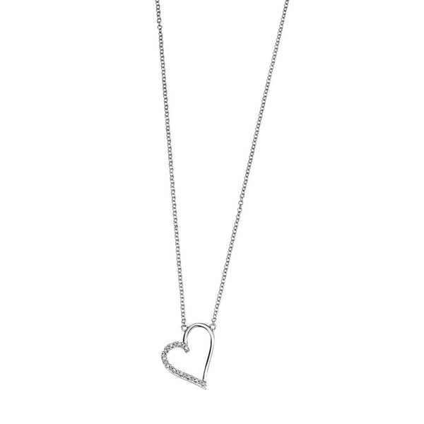 9ct White Gold Diamond Heart Necklace GN182