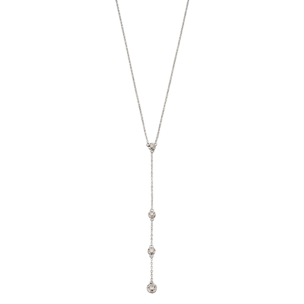 9ct White Gold Diamond Drop Necklace GN292