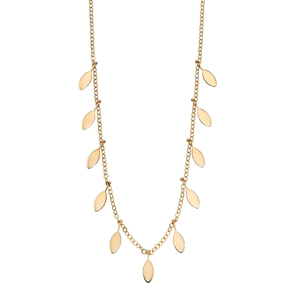 9ct Yellow Gold Leaf Drop Necklace GN303