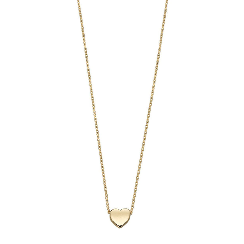9ct Yellow Gold Plain Heart Necklace GN309