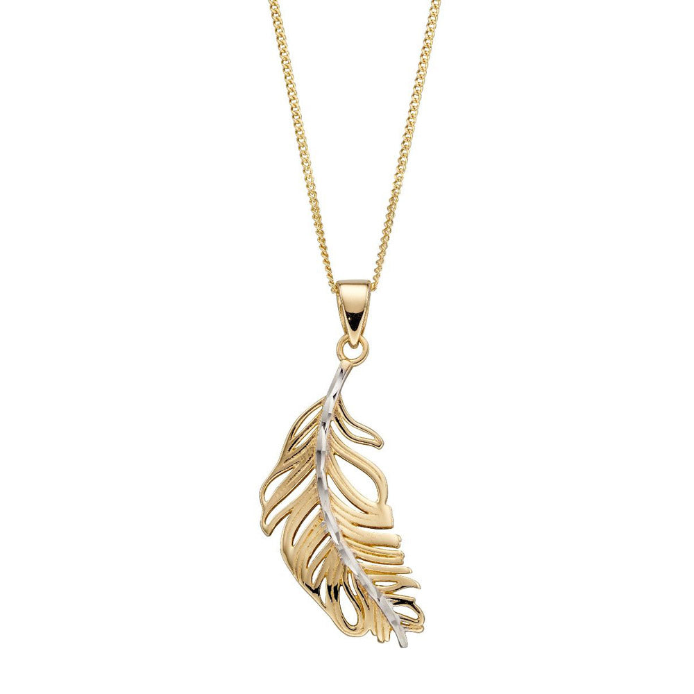 9ct Yellow Gold Feather Pendant Only GP2228