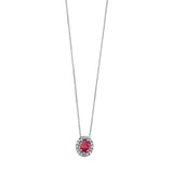 9ct White Gold Oval Ruby And Diamond Cluster Necklace