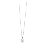 9ct White Gold Freshwater Pearl and Diamond Drop Pendant GP884W