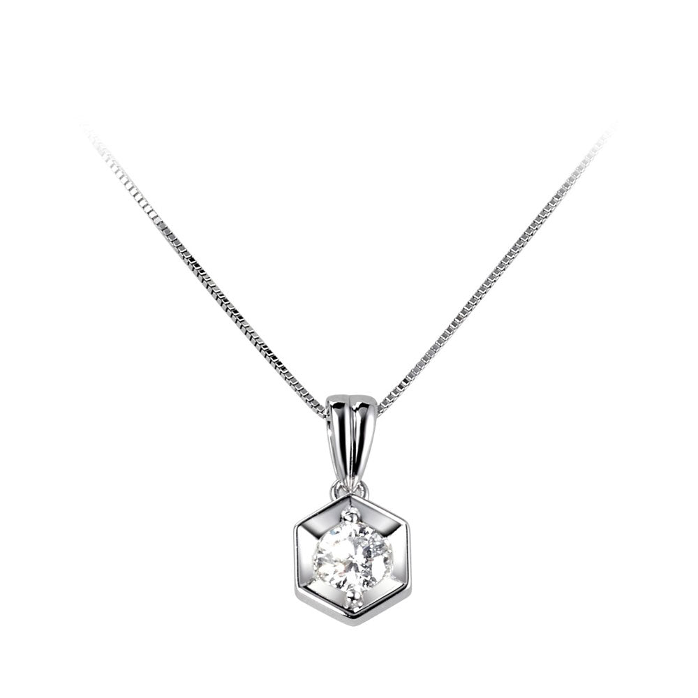 18ct White Gold 0.40ct Round Brilliant Cut Diamond Honeycomb Pendant Only