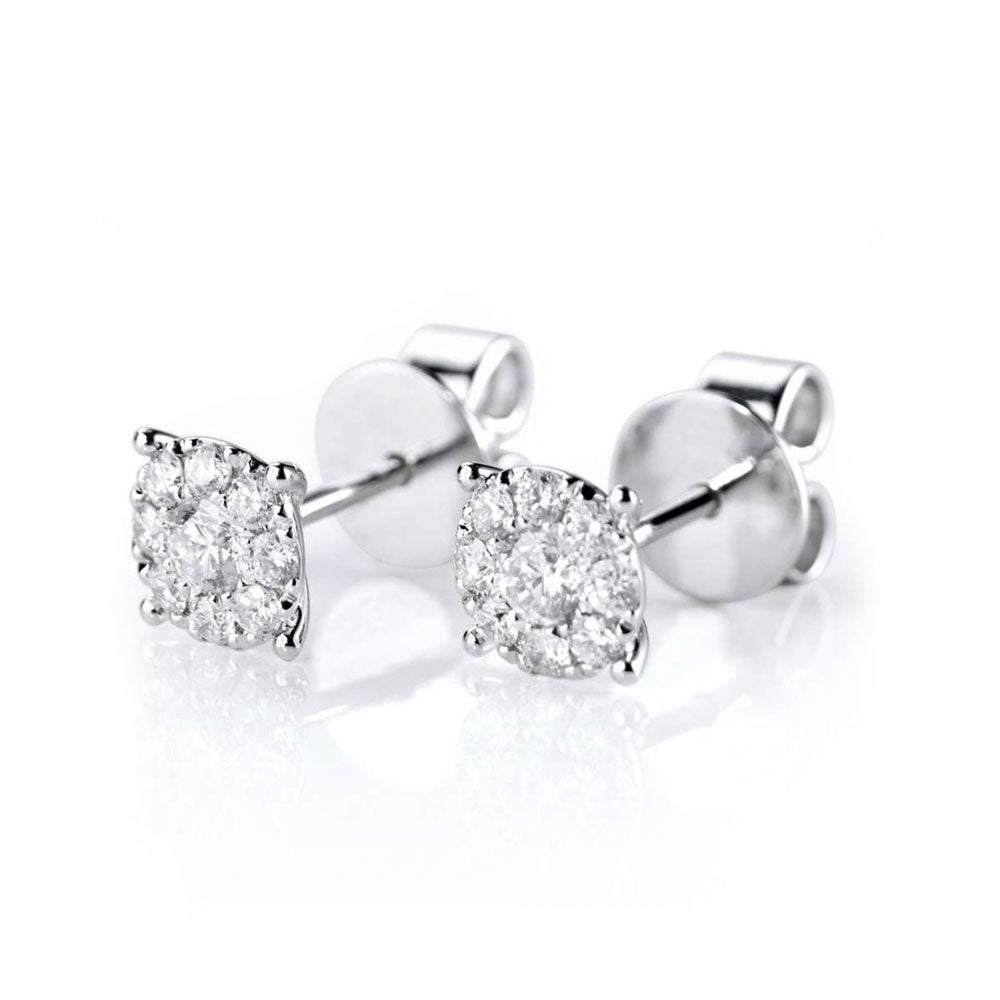 18ct White Gold 0.24ct Diamond Cluster Earrings