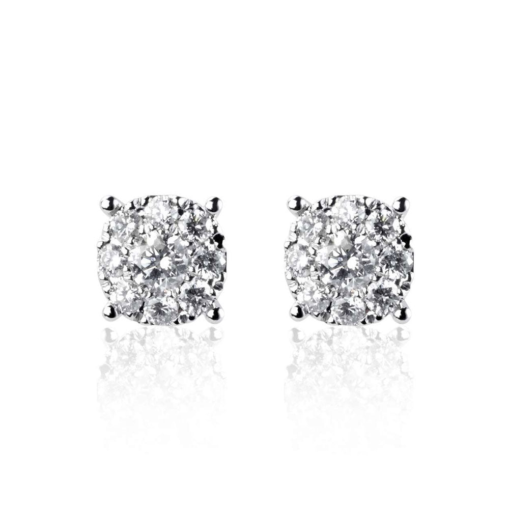 18ct White Gold 0.24ct Diamond Cluster Earrings