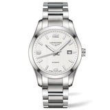longines conquest classic 40mm silver dial automatic gents watch front facing upright image