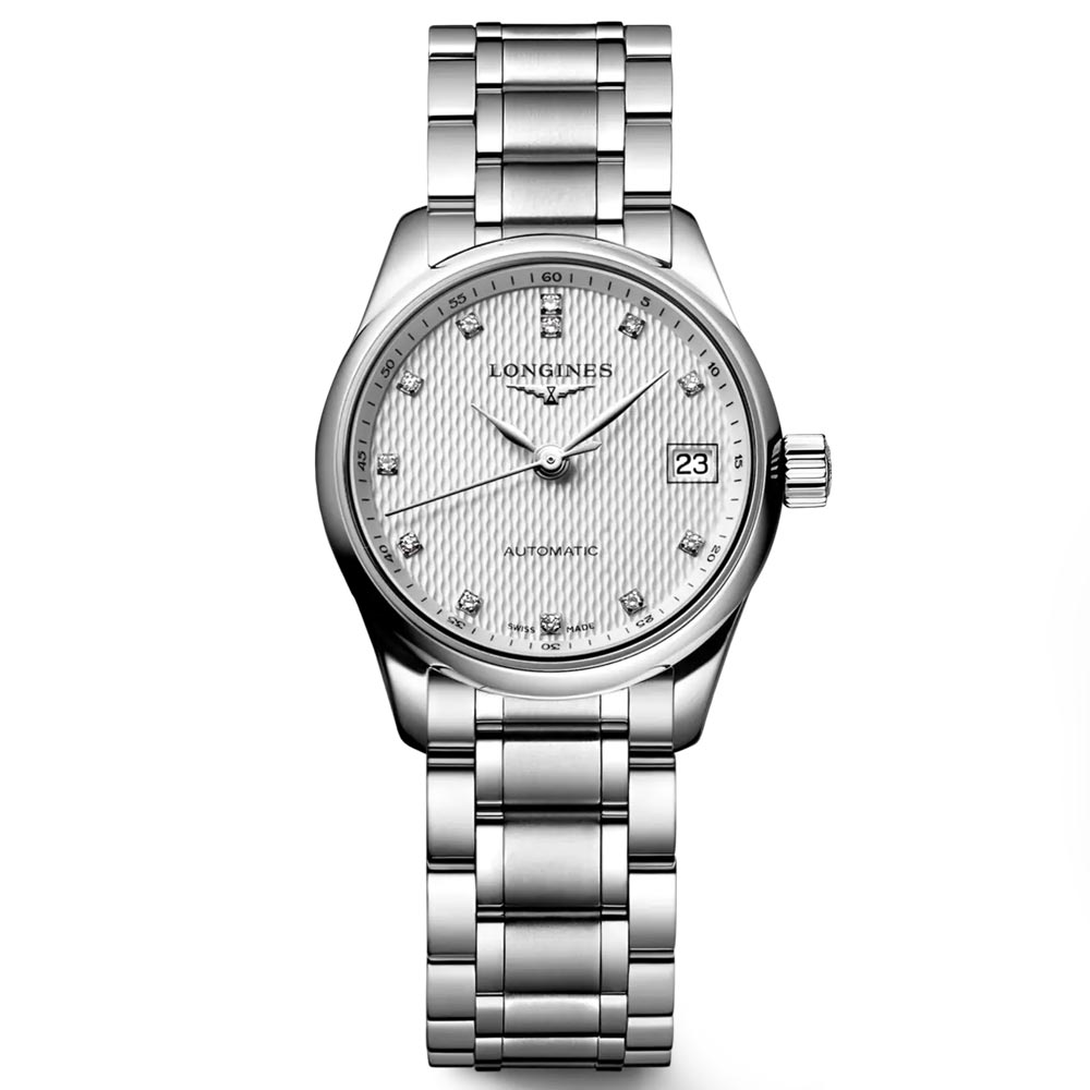 longines ladies master collection stainless steel diamond watch