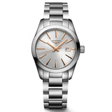 longines conquest classic 29.5mm silver dial ladies quartz watch