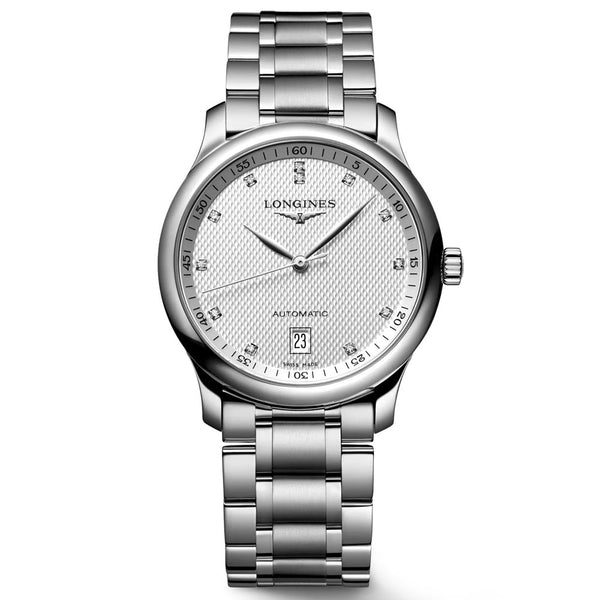 longines master collection 38.5mm silver dial diamond automatic watch