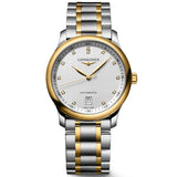 longines master collection 38.5mm silver dial 18ct gold capped steel diamond automatic watch
