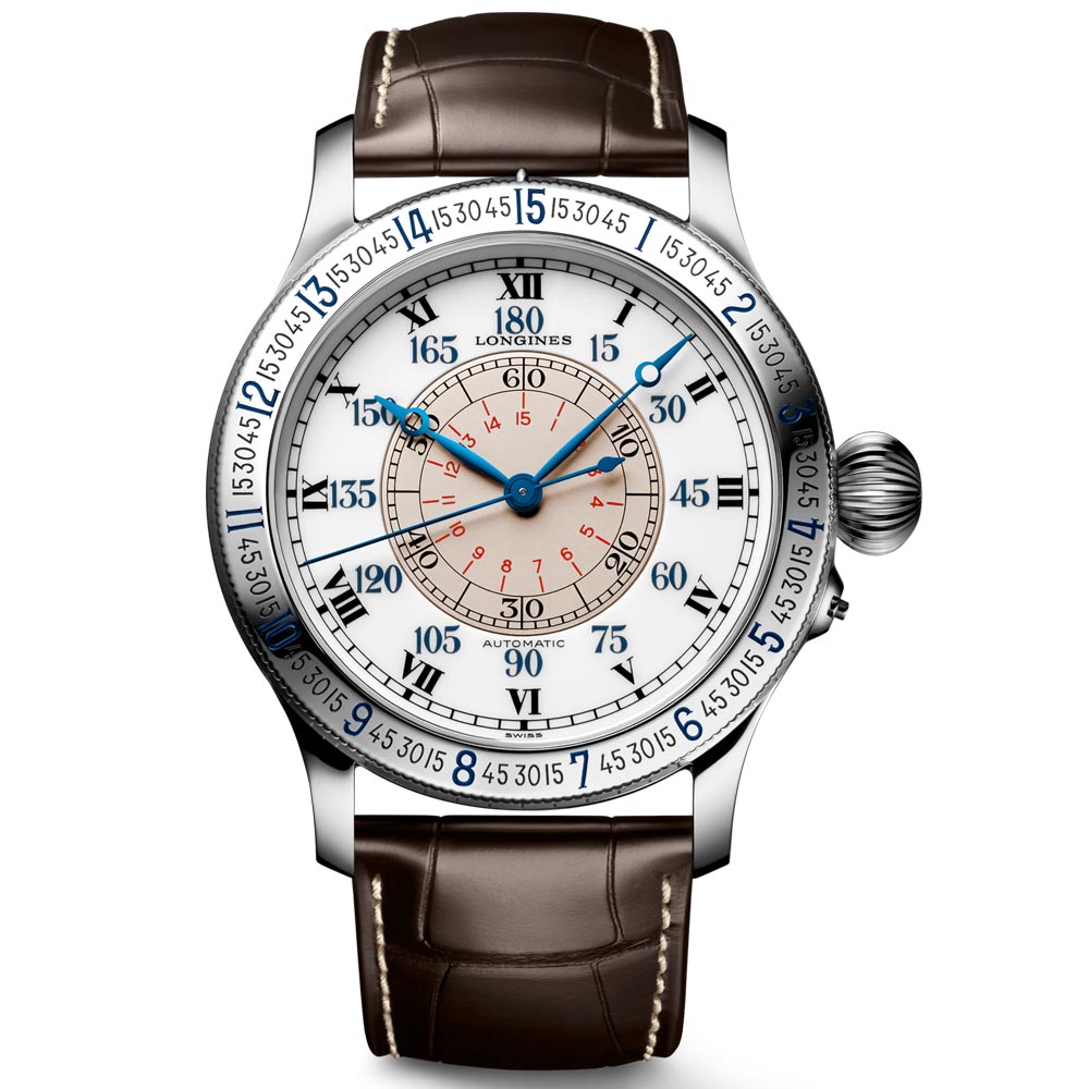 longines heritage avigation the lindbergh hour angle 47.5mm white dial automatic gents watch