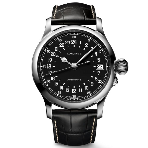 longines heritage avigation twenty four hours 47.5mm black dial automatic gents watch