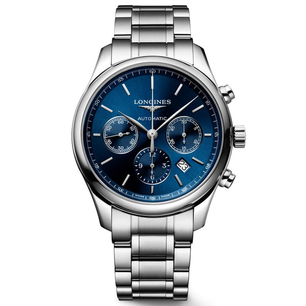 longines master collection 42mm blue dial automatic chronograph gents watch