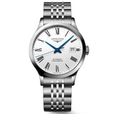 longines record collection 38.5mm white dial automatic watch