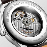 longines master collection 42mm silver dial automatic gents watch case back view