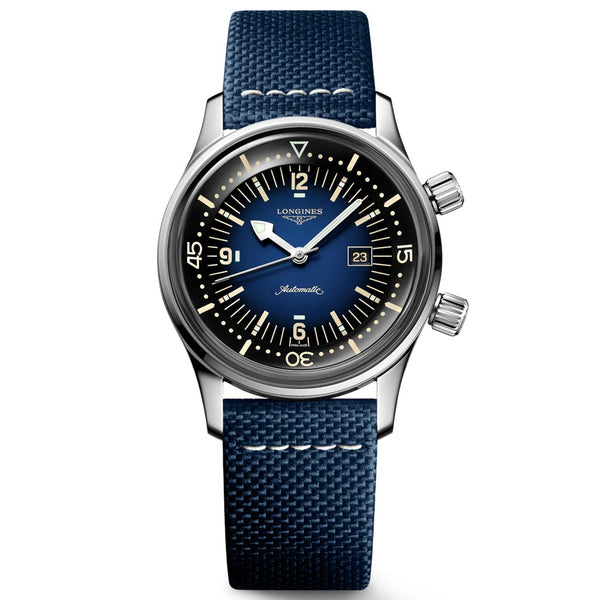longines legend diver 36mm blue dial automatic watch