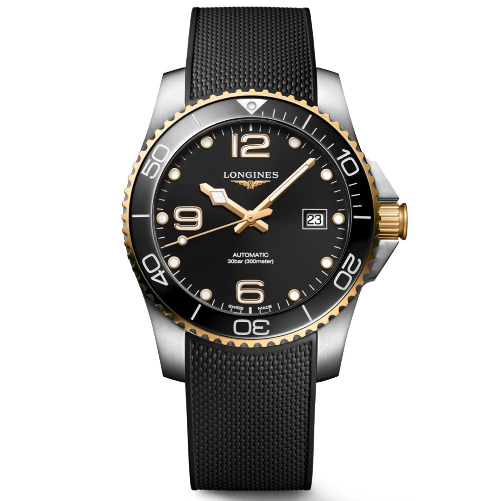 longines hydroconquest 41mm black dial automatic gents watch