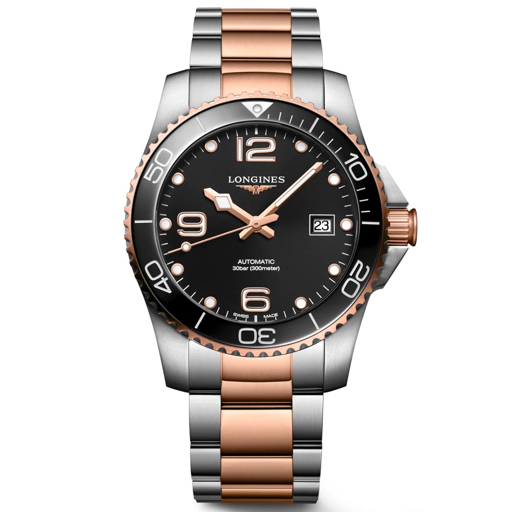 Longines HydroConquest 41mm Black Dial Rose PVD Steel Automatic Gents Watch L3.781.3.58.7