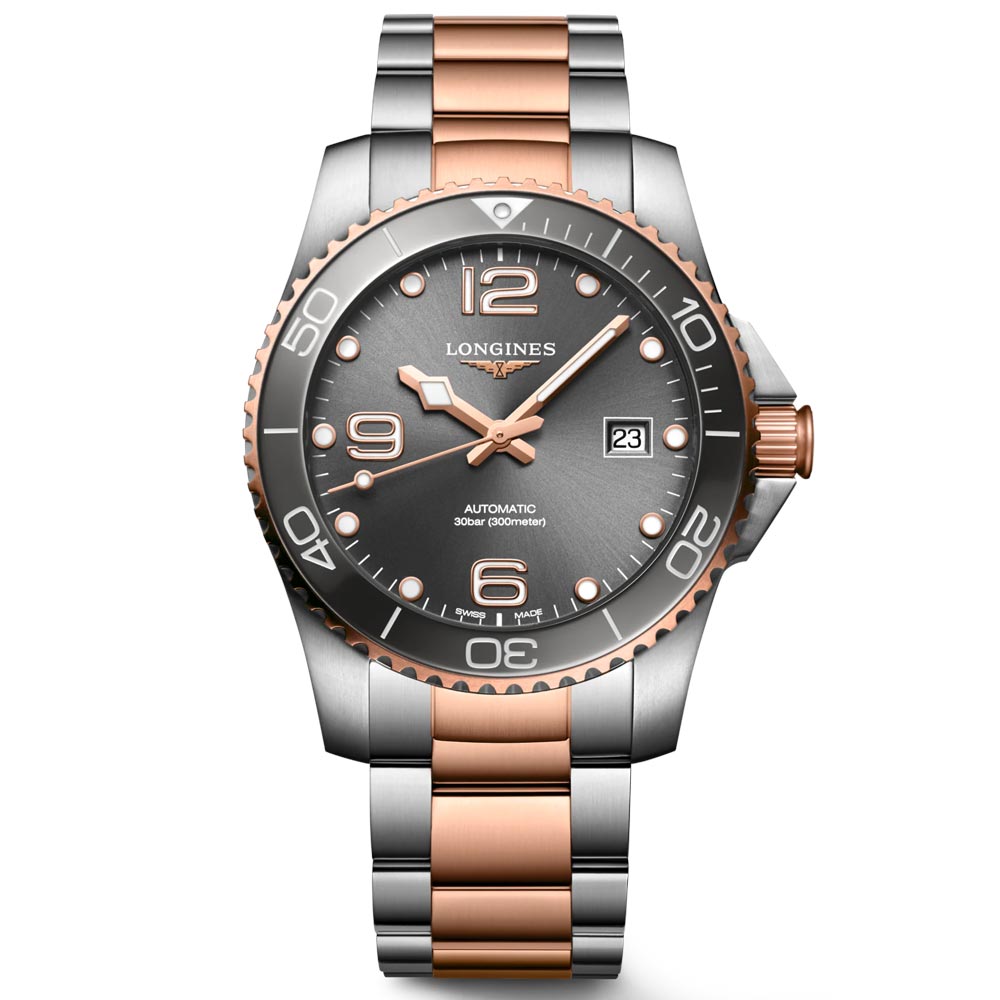 Longines HydroConquest 41mm Grey Dial Rose PVD Steel Automatic Gents Watch L3.781.3.78.7