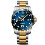 longines hydroconquest 41mm blue dial yellow pvd steel automatic gents watch