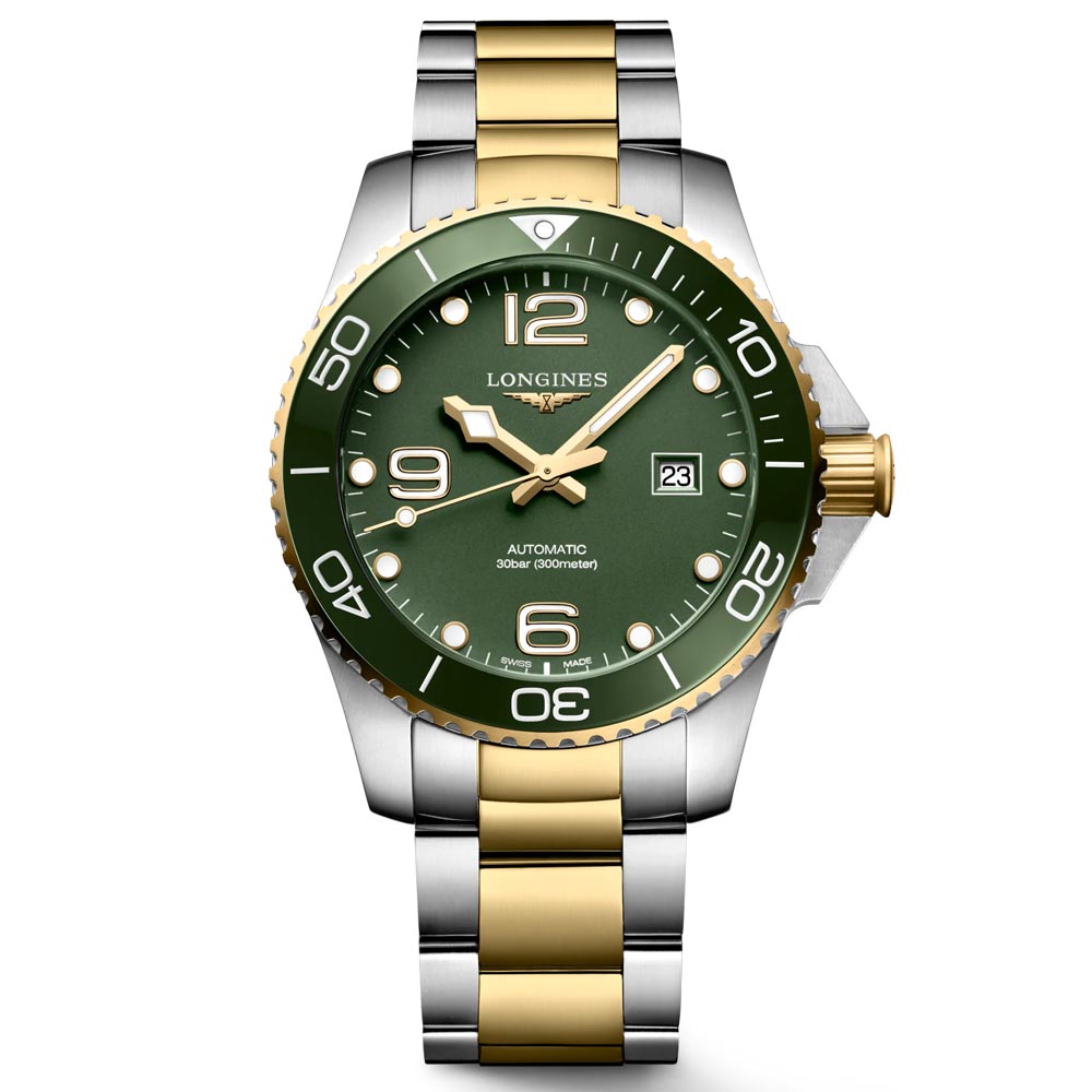 Longines HydroConquest 43mm Green Dial Yellow PVD Steel Automatic Gents Watch L3.782.3.06.7