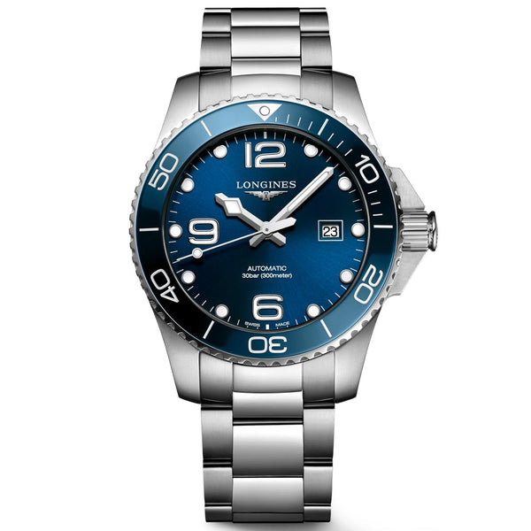 longines hydroconquest 43mm blue dial automatic gents watch